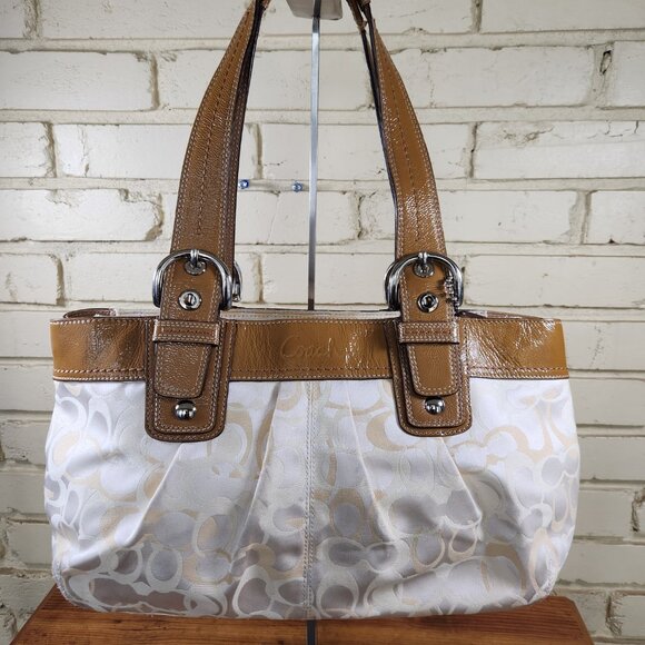 Euc Vintage Coach Signature C's Optic Y2k Pleated Satchel Handbag Purse - Picture 4 of 11